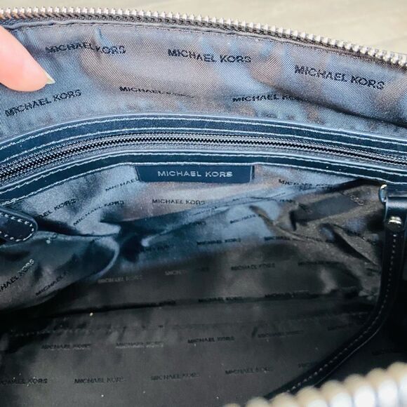 Michael Kors Grayson Large Convertible Satchel Bag Black/Silver - Picture 9 of 9